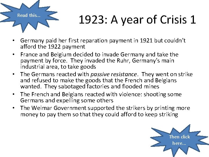 Read this. . . 1923: A year of Crisis 1 • Germany paid her