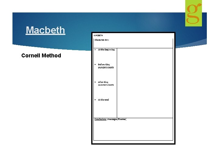 Macbeth Cornell Method 