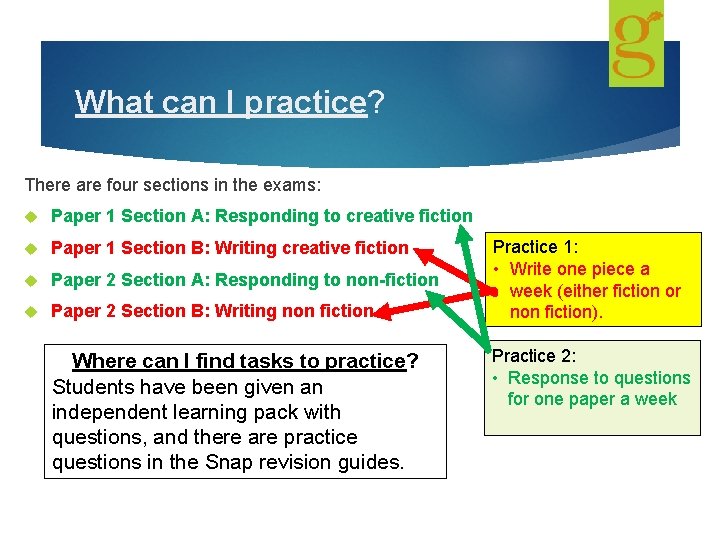 What can I practice? There are four sections in the exams: Paper 1 Section