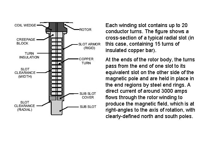 Each winding slot contains up to 20 conductor turns. The figure shows a cross-section