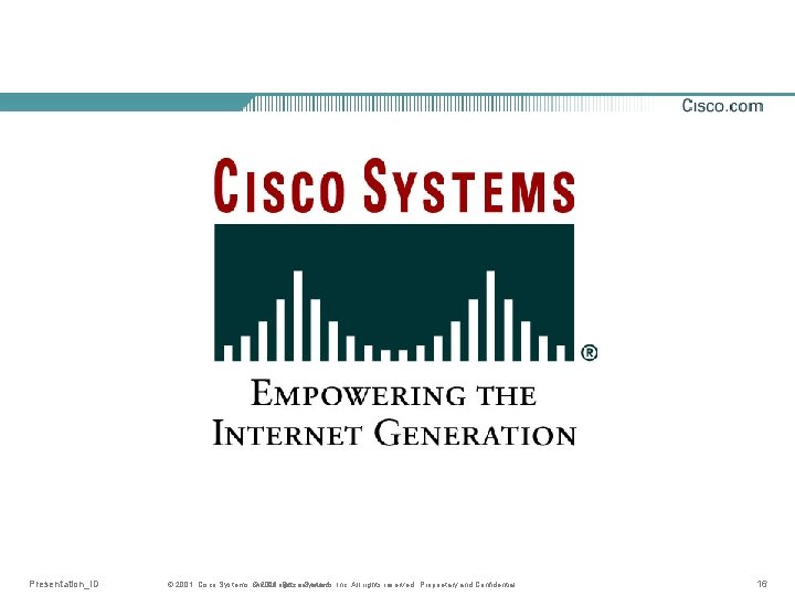 Presentation_ID © 2001, Cisco Systems, © Inc. 2003, All rights Ciscoreserved. Systems, Inc. All