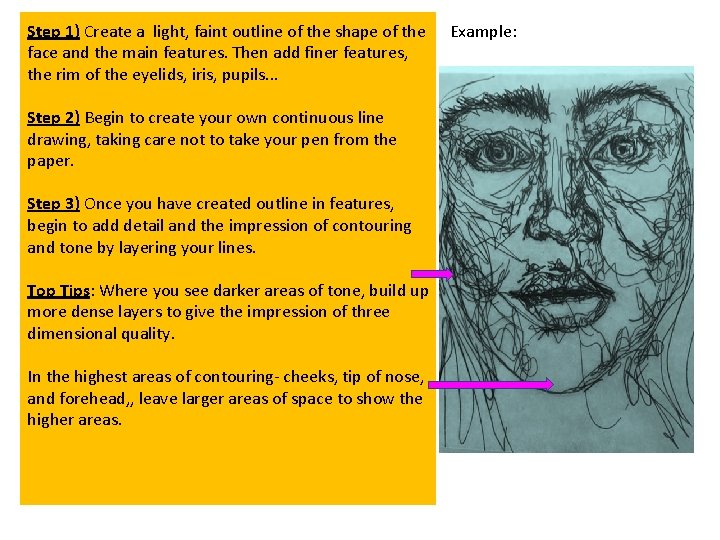 Step 1) Create a light, faint outline of the shape of the face and