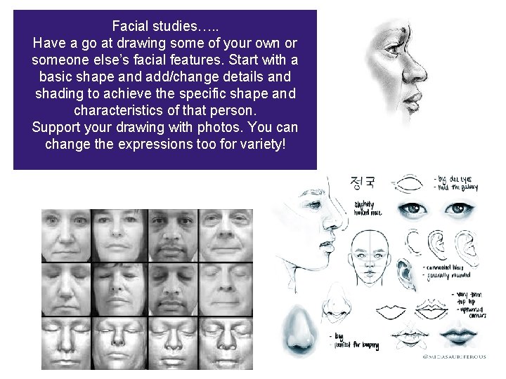 Facial studies…. . Have a go at drawing some of your own or someone