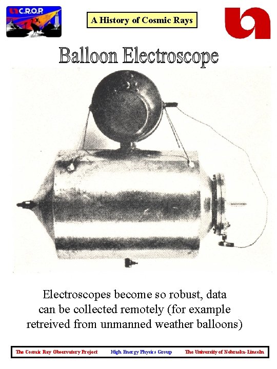 A History of Cosmic Rays Electroscopes become so robust, data can be collected remotely