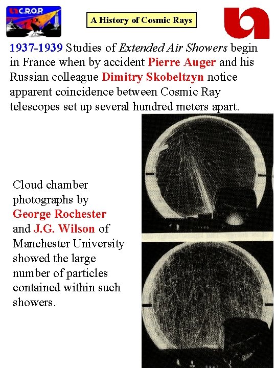 A History of Cosmic Rays 1937 -1939 Studies of Extended Air Showers begin in
