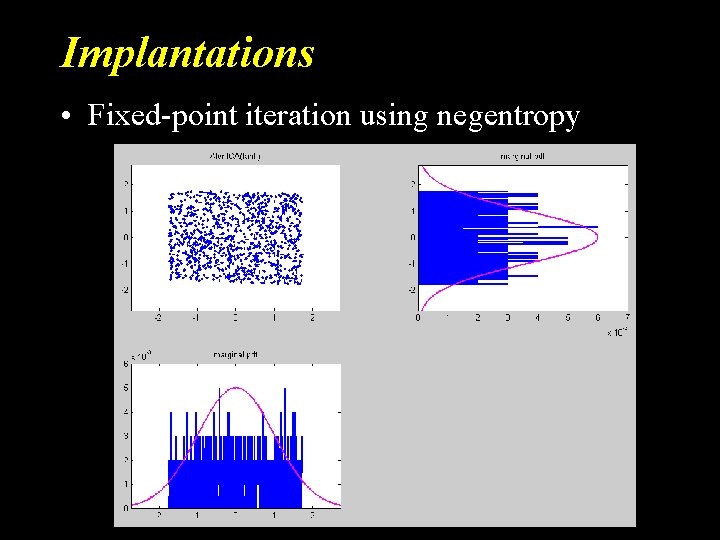 Implantations • Fixed-point iteration using negentropy 