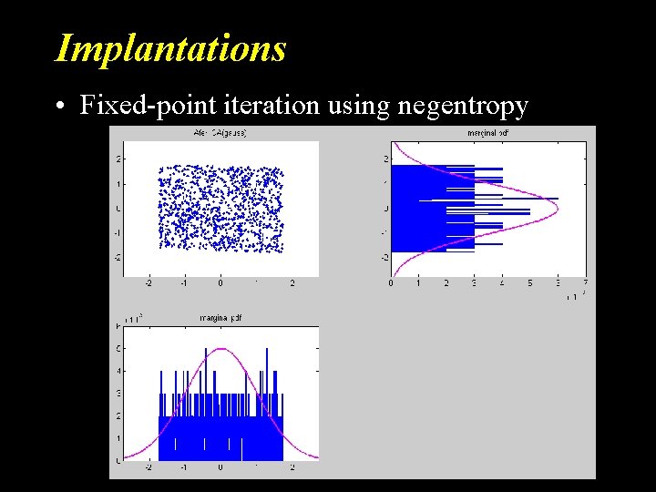 Implantations • Fixed-point iteration using negentropy 