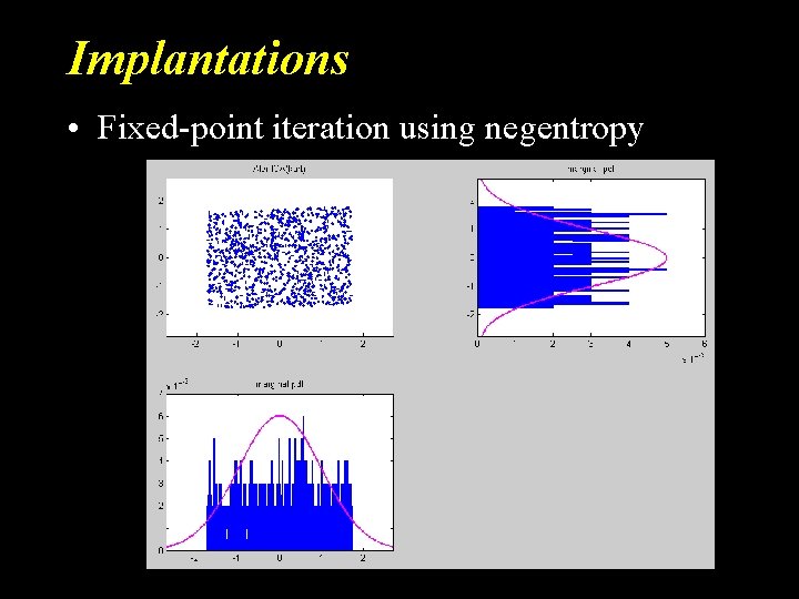 Implantations • Fixed-point iteration using negentropy 