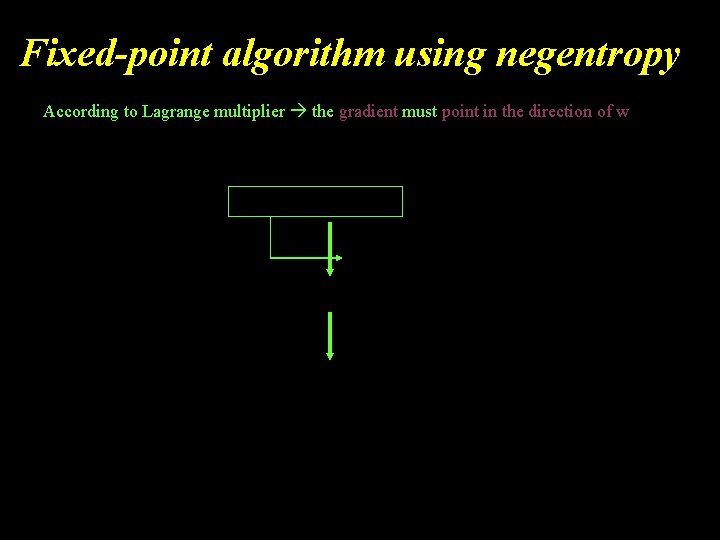 Fixed-point algorithm using negentropy According to Lagrange multiplier the gradient must point in the