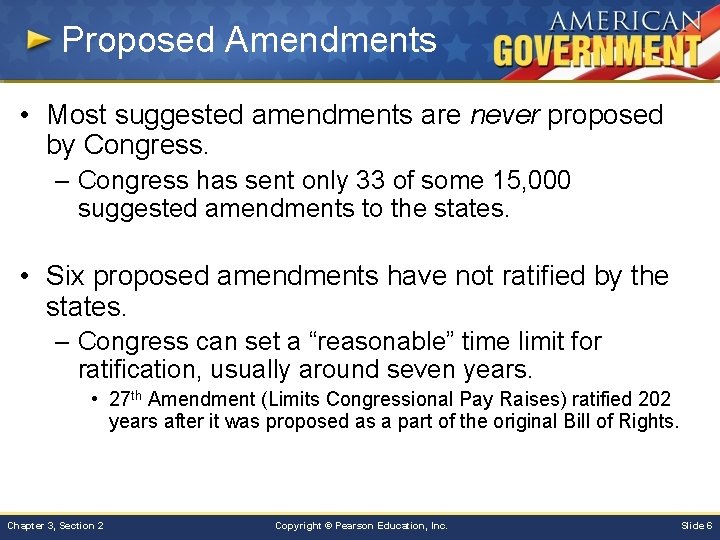 Proposed Amendments • Most suggested amendments are never proposed by Congress. – Congress has Proposed Amendments • Most suggested amendments are never proposed by Congress. – Congress has