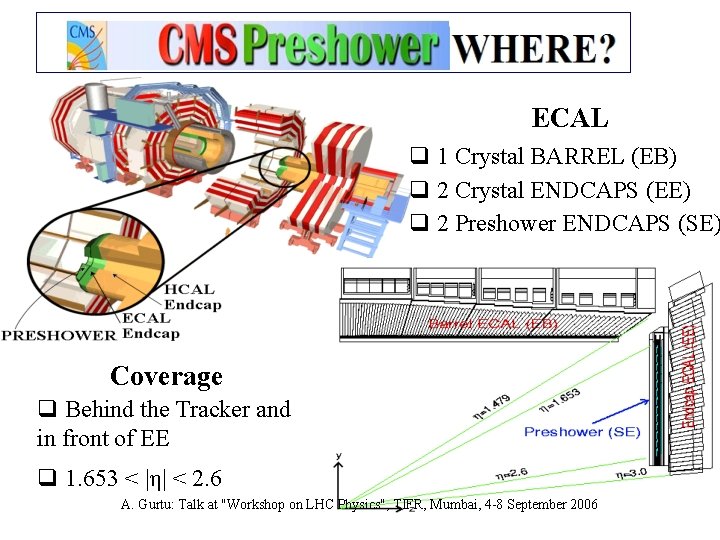 ECAL q 1 Crystal BARREL (EB) q 2 Crystal ENDCAPS (EE) q 2 Preshower