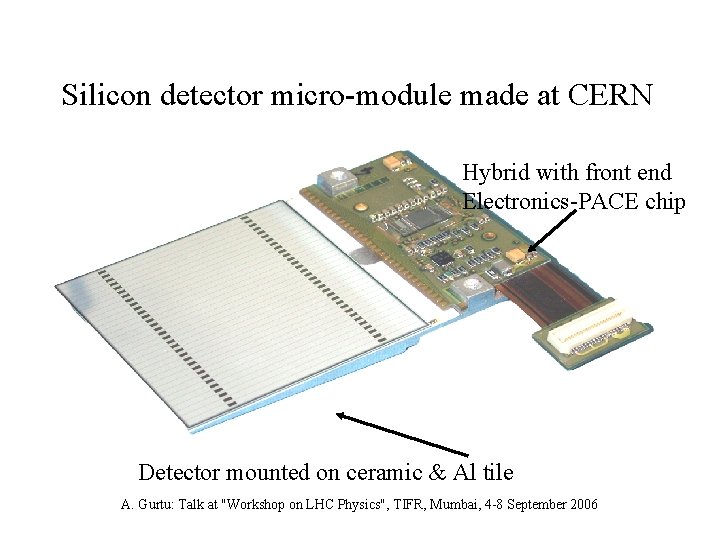 Silicon detector micro-module made at CERN Hybrid with front end Electronics-PACE chip Detector mounted