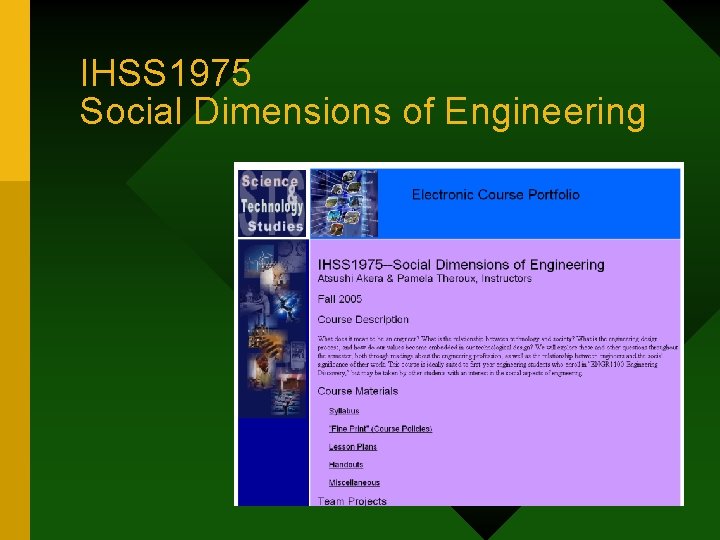 IHSS 1975 Social Dimensions of Engineering 
