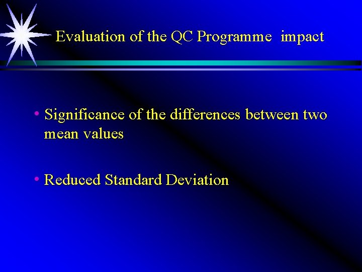 Evaluation of the QC Programme impact h Significance of the differences between two mean