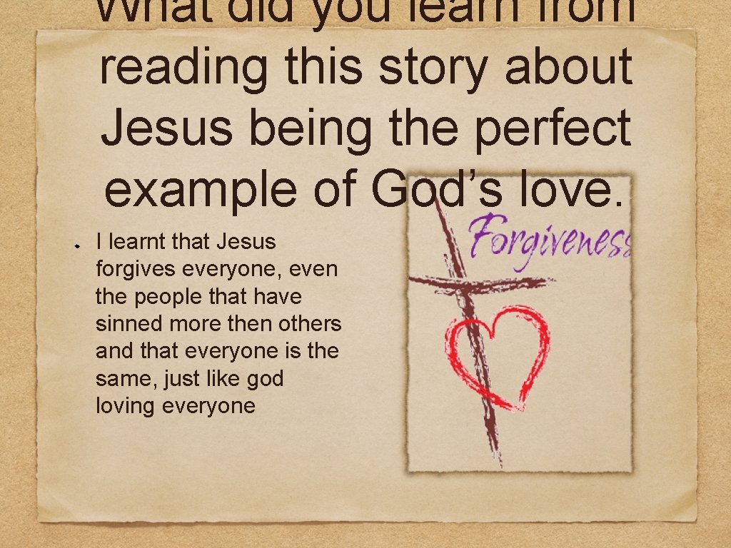 What did you learn from reading this story about Jesus being the perfect example
