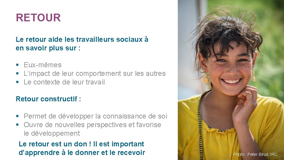 RETOUR Le retour aide les travailleurs sociaux à en savoir plus sur : § RETOUR Le retour aide les travailleurs sociaux à en savoir plus sur : §