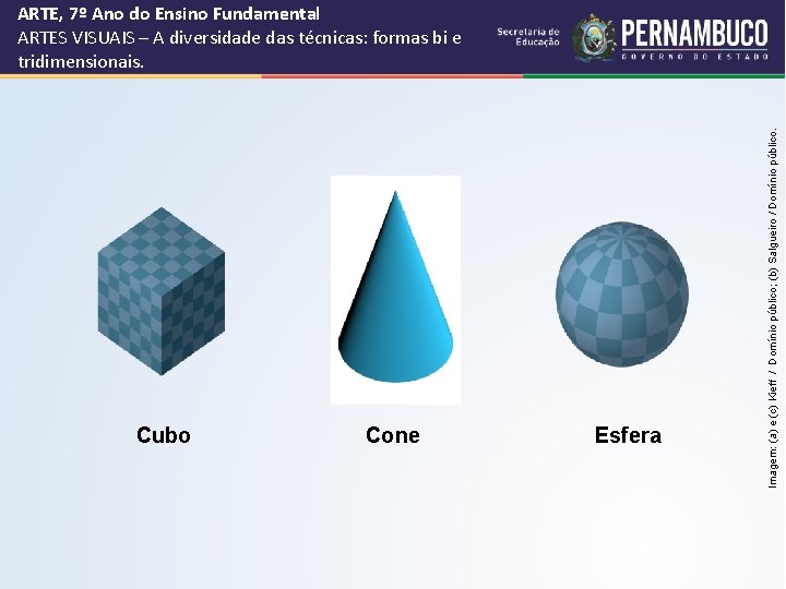 Cubo Cone Esfera Imagem: (a) e (c) Kieff / Domínio público; (b) Salgueiro /