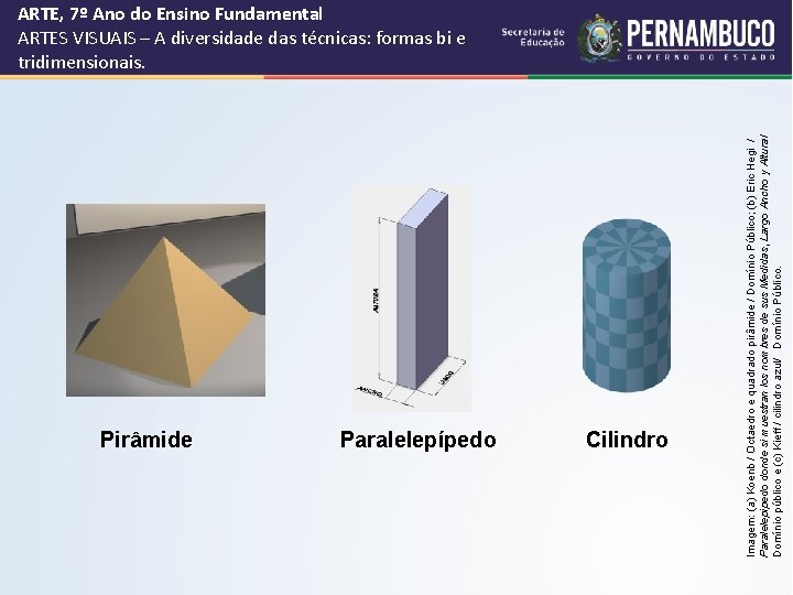 Pirâmide Paralelepípedo Cilindro Imagem: (a) Koenb / Octaedro e quadrado pirâmide / Domínio Público;