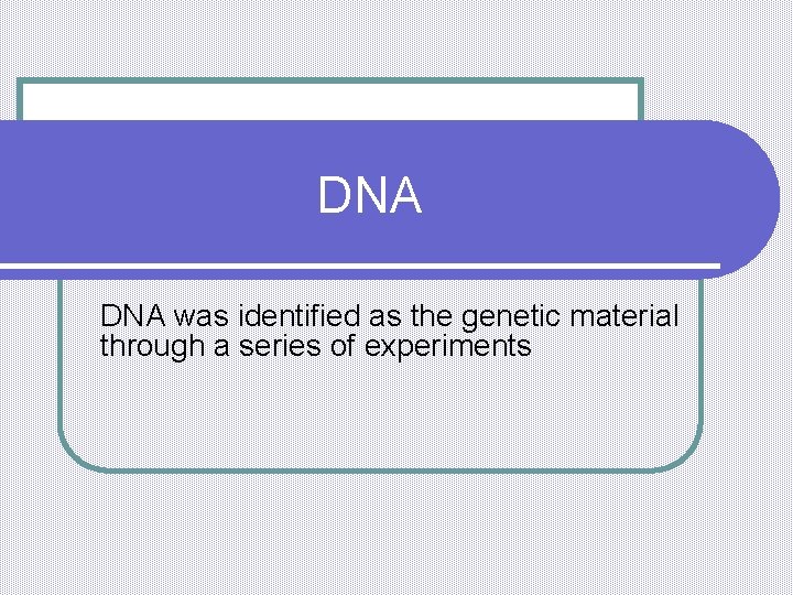 DNA was identified as the genetic material through a series of experiments 