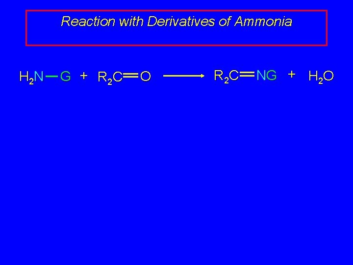 Reaction with Derivatives of Ammonia H 2 N G + R 2 C O Reaction with Derivatives of Ammonia H 2 N G + R 2 C O