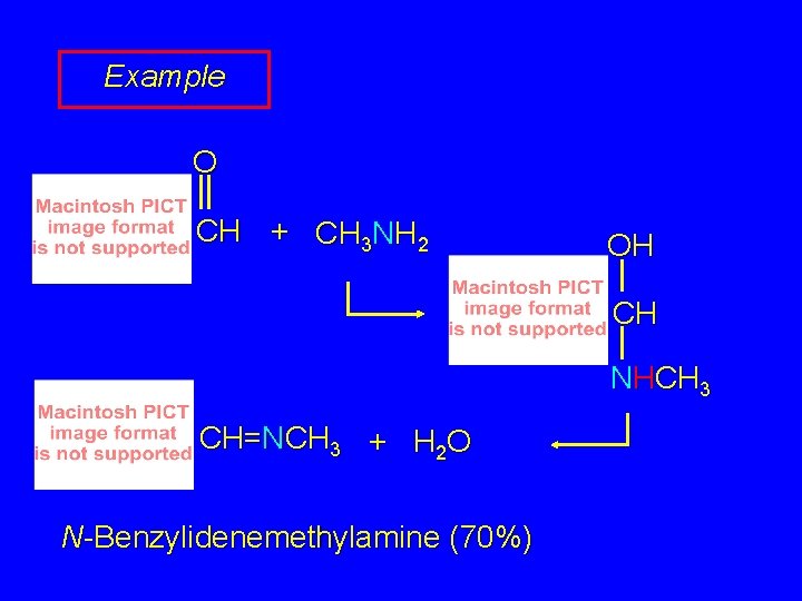 Example O CH + CH 3 NH 2 OH CH NHCH 3 CH=NCH 3 Example O CH + CH 3 NH 2 OH CH NHCH 3 CH=NCH 3
