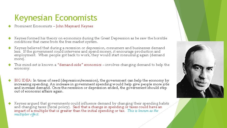 Keynesian Economists Prominent Economists – John Maynard Keynes formed his theory on economics during