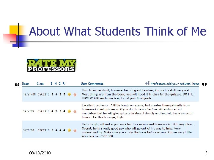About What Students Think of Me 08/19/2010 3 