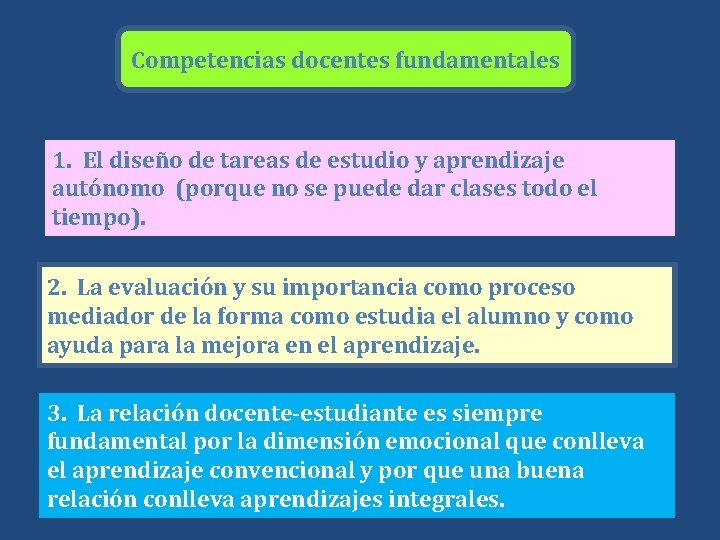 Competencias docentes fundamentales 1. El diseño de tareas de estudio y aprendizaje autónomo (porque