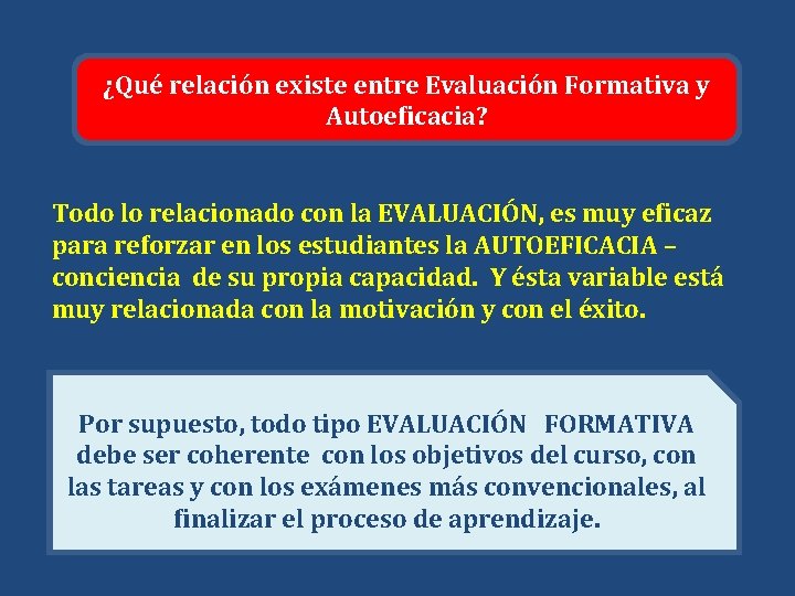 ¿Qué relación existe entre Evaluación Formativa y Autoeficacia? Todo lo relacionado con la EVALUACIÓN,