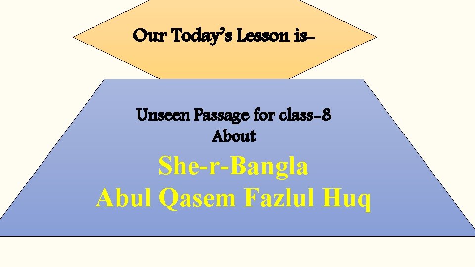 Our Today’s Lesson is- Unseen Passage for class-8 About She-r-Bangla Abul Qasem Fazlul Huq