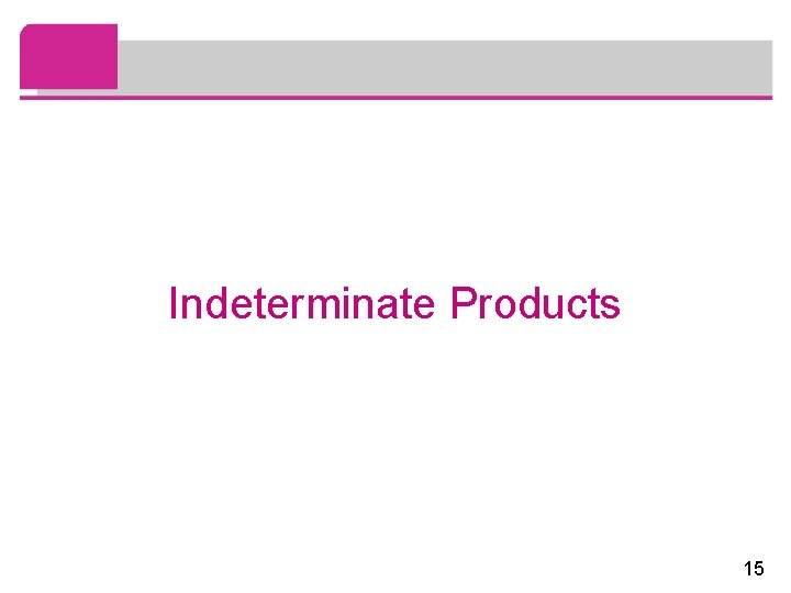 Indeterminate Products 15 