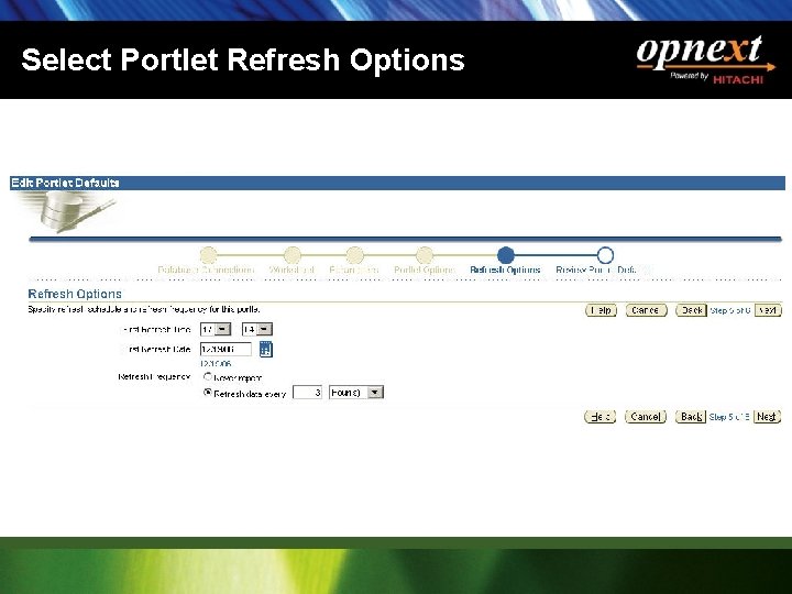 Select Portlet Refresh Options 