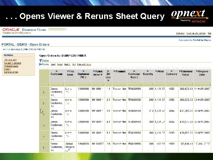 . . . Opens Viewer & Reruns Sheet Query 