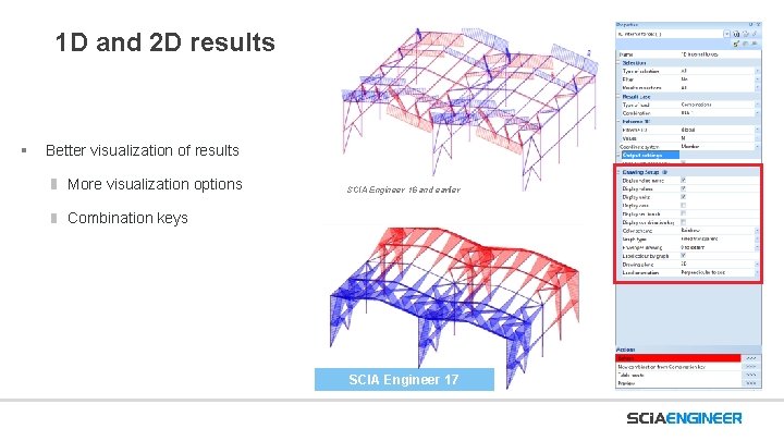 1 D and 2 D results § Better visualization of results More visualization options