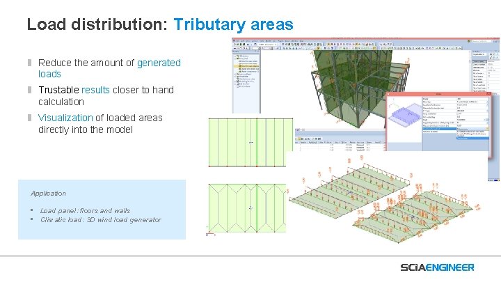 Load distribution: Tributary areas Reduce the amount of generated loads Trustable results closer to