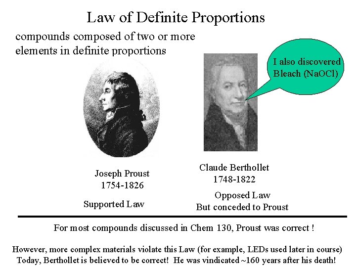 Law of Definite Proportions compounds composed of two or more elements in definite proportions