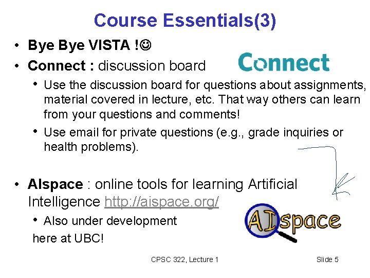 Course Essentials(3) • Bye VISTA ! • Connect : discussion board • Use the