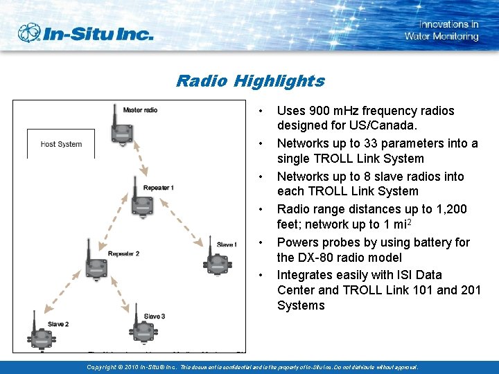 Radio Highlights • • • Uses 900 m. Hz frequency radios designed for US/Canada.