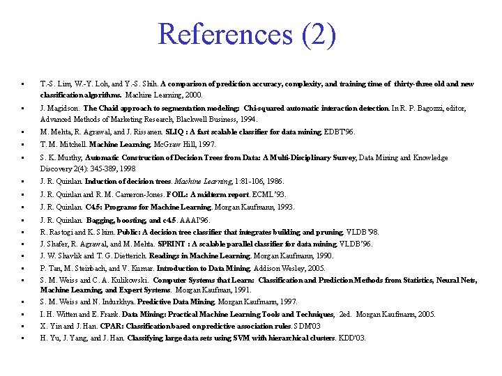 References (2) • T. -S. Lim, W. -Y. Loh, and Y. -S. Shih. A