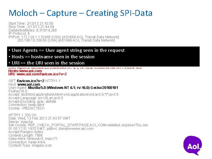 Moloch – Capture – Creating SPI-Data Start Time: 2/13/13 21: 43: 56 Stop Time