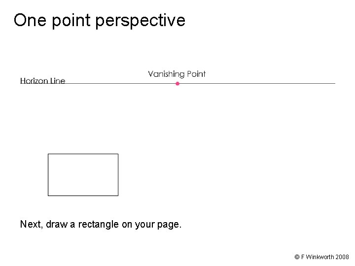 One point perspective Next, draw a rectangle on your page. © F Winkworth 2008