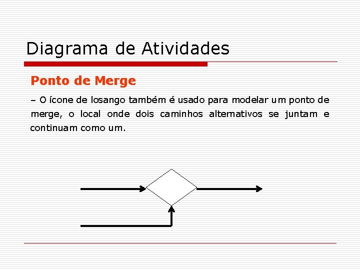 Diagrama de Atividades Ponto de Merge – O ícone de losango também é usado