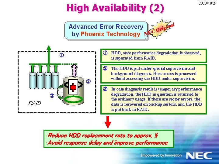 High Availability (2) 2020/10/24 al n i Advanced Error Recovery g i Or C