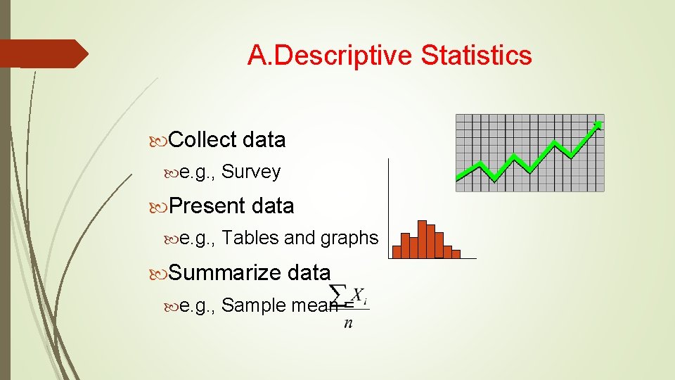 A. Descriptive Statistics Collect data e. g. , Survey Present data e. g. ,