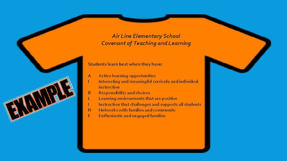 Air Line Elementary School Covenant of Teaching and Learning Students learn best when they