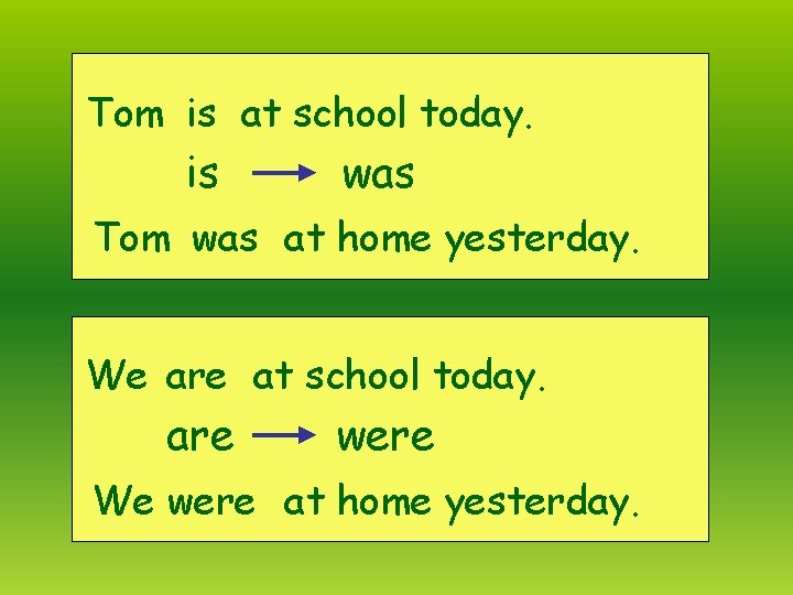 Tom is at school today. is was Tom was at home yesterday. We are Tom is at school today. is was Tom was at home yesterday. We are