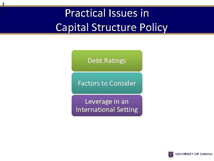 1 5 Practical Issues in Capital Structure Policy Debt Ratings Factors to Consider Leverage