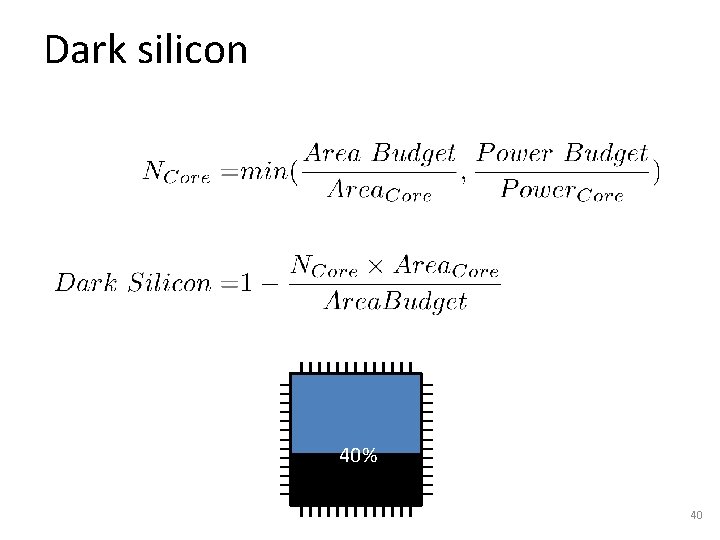 Dark silicon 40% 40 Dark silicon 40% 40