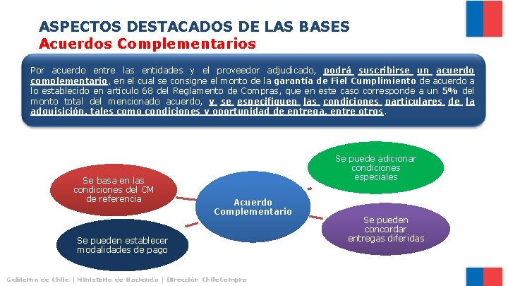 ASPECTOS DESTACADOS DE LAS BASES Acuerdos Complementarios Por acuerdo entre las entidades y el