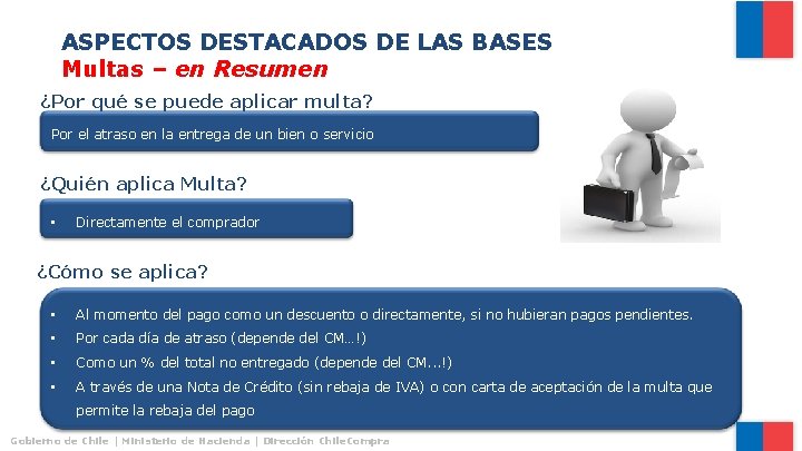 ASPECTOS DESTACADOS DE LAS BASES Multas – en Resumen ¿Por qué se puede aplicar